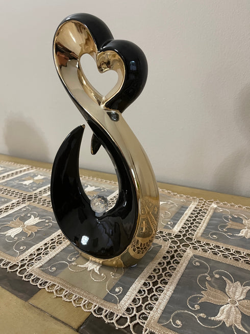 Adore the Decor™ Gold and Black Heart Sculpture- 12"