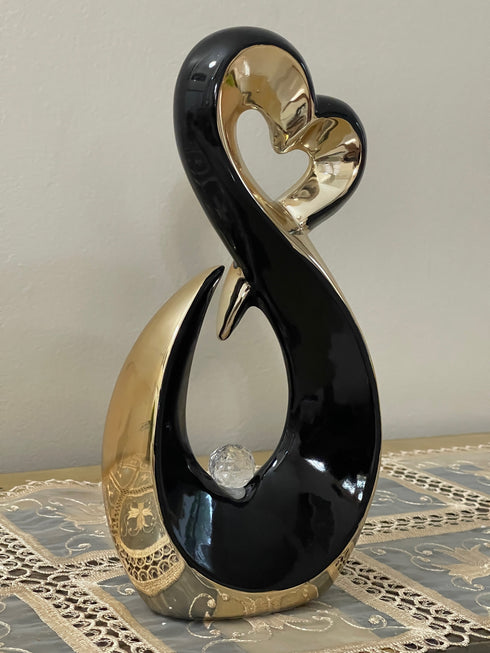 Adore the Decor™ Gold and Black Heart Sculpture- 12"
