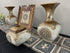 Adore the Decor™ Gold and Brown Sparkled Four Piece Ceramic Vase Accessory Set - 13"