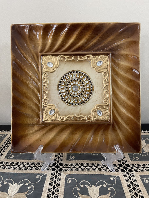 Adore the Decor™ Gold and Brown Sparkled Four Piece Ceramic Vase Accessory Set - 13"