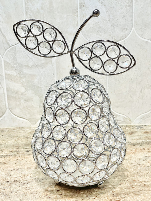 Adore the Decor™ Silver Crystal Beaded Pear Decor - 8"