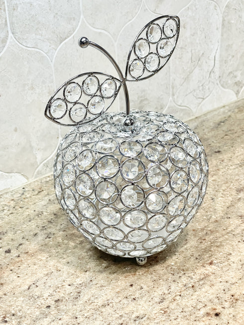 Adore the Decor™ Silver Crystal Apple Decor - 7"