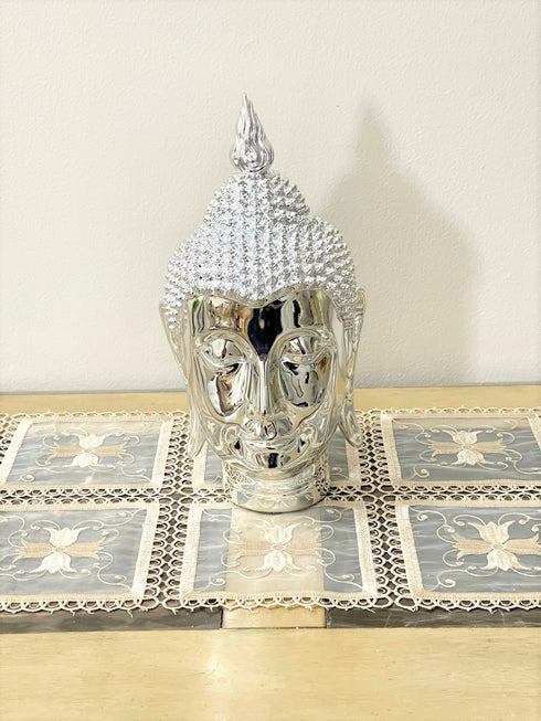 Adore the Decor™ Silver Buddha Head Sculpture - 12"H