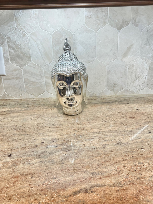 Adore the Decor™ Silver Buddha Head Sculpture - 12"H