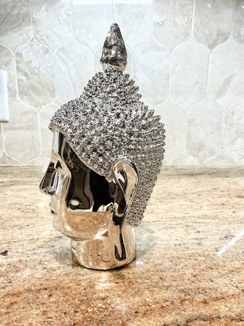 Adore the Decor™ Silver Buddha Head Sculpture - 12"H