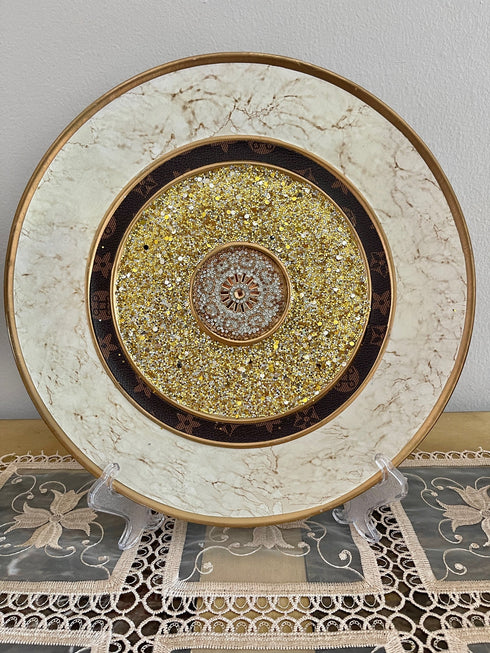 Adore the Decor™ Gold and Beige Sparkled Four Piece Ceramic Vase Accessory Set - 13"