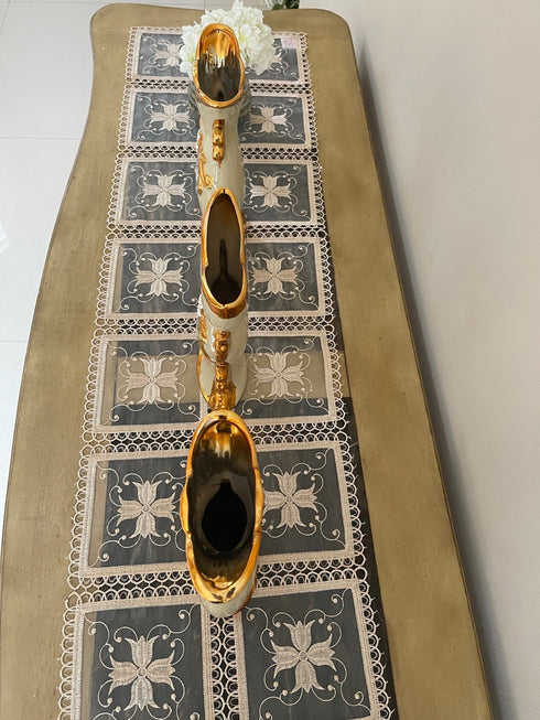 Adore the Decor™ Deep Gold and Beige 3 Piece Ceramic Vase Set - 9"