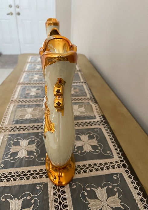 Adore the Decor™ Deep Gold and Beige 3 Piece Ceramic Vase Set - 9"