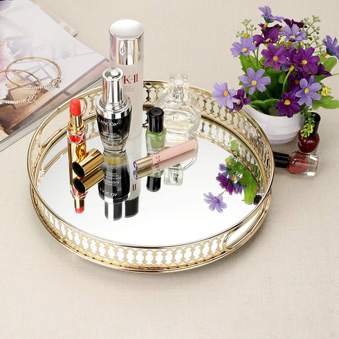 Adore the Decor™ 12" Mirrored Round Decorative Tray / Jewelry Holder