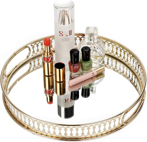 Adore the Decor™ 12" Mirrored Round Decorative Tray / Jewelry Holder