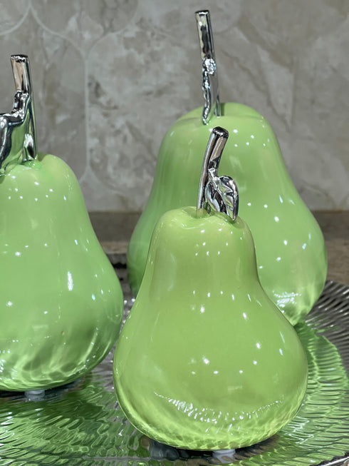Adore the Decor™ 4 Piece Ceramic Shiny Pear Decor Set - 15 x 15 x 8 inches