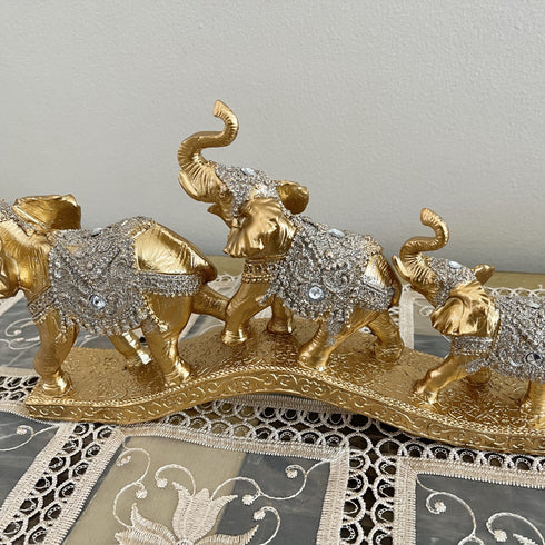 Adore the Decor™ Deep Gold Elephant Family Bridge Figurine - 7"