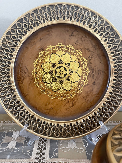 Adore the Decor™ Brown and Gold Four Piece Ceramic Vase Accessory Set - 13"