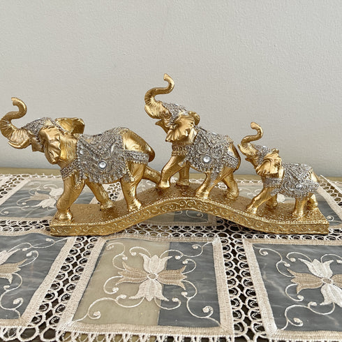 Adore the Decor™ Deep Gold Elephant Family Bridge Figurine - 7"