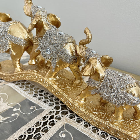 Adore the Decor™ Deep Gold Elephant Family Bridge Figurine - 7"