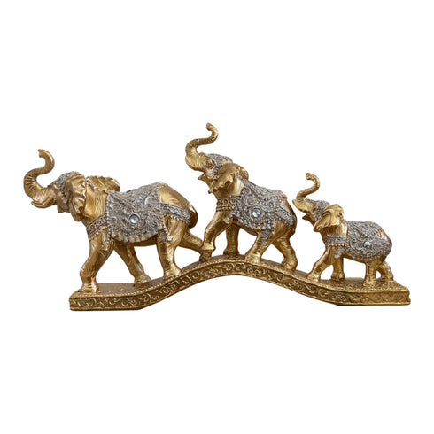 Adore the Decor™ Deep Gold Elephant Family Bridge Figurine - 7"