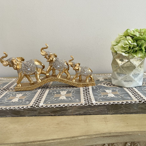 Adore the Decor™ Deep Gold Elephant Family Bridge Figurine - 7"
